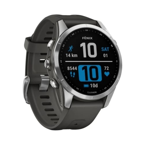 Garmin-Fenix-7S-silvergraphite-OneThing_Gr Garmin Watch Fenix 7S Gps 42mm Silver Stainless Steel με Graphite Band EU - Image 1