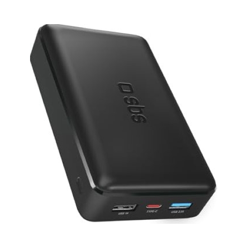 SBS-Mobile-Fast-Charge-Powerbank-20000mAh SBS Power Bank 20000mAh 2 USB 2.1 A Black EU - Image 1