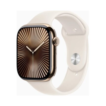 Apple Watch (Series 10 2024) Gps +Cellular 46mm Gold Titanium Case με Sport Band M/L Starlight EU