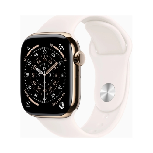 Apple-Watch-Series-11-GPS-Cellular-42mm-Titan-gold.jpg Apple Watch (Series 11 2025) Gps +Cellular 42mm Gold Titanium Case με S/M Sport Band (Light Blush) EU - Image 1