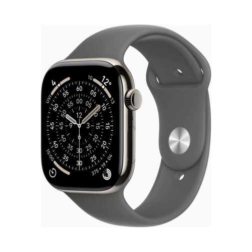 Apple-Watch-Series-11-GPS-Cellular-46mm-Titan-OneThing_Gr.jpg Apple Watch (Series 11 2025) Gps +Cellular 46mm Natural Titanium Case με M/L Stone Grey Sport Band EU - Image 1