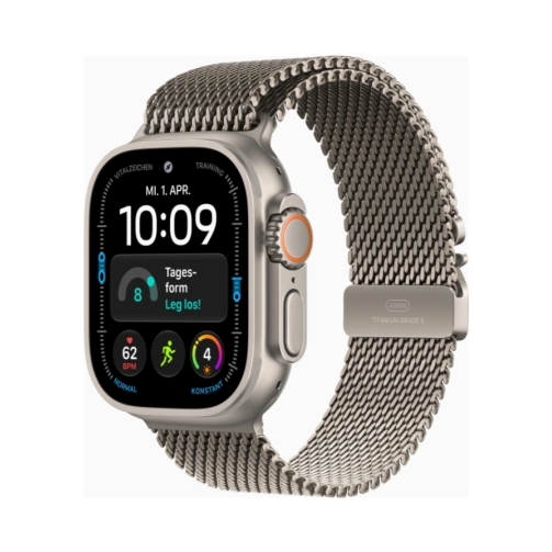 Apple-Watch-Ultra-4-natur-mit-Milanaise-Armband-Large-natur.jpg Apple Watch Ultra 4 (Series 12 2026) Gps +Cellular 49mm Natural Titanium Case με L Natural Titanium Milanese Loop EU - Image 1